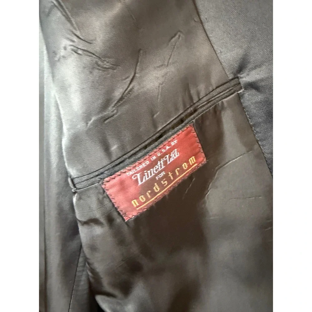 Linett Ltd Nordstrom Mens Black 100% Wool Tuxedo Jacket Satin Peak Lapel‎ USA